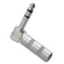 2PCS Guitar Audio Connector Plug 1/4" 6.35mm Right Angle Male Plated Stereo