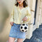 Round Shoulder Bag Women Totes Chain Messenger Handbag (Football White)