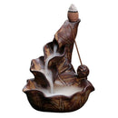Ceramic Incense Burner Backflow Cones Sticks Holder Porcelain Lotus Pond Ce