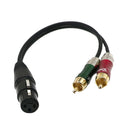 2x Audio Cable- 12Inch Splitter Patch Y Cable - 1 XLR Female to 2 RCA Male