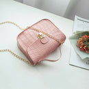 Retro Women Crossbody Handbag Stone Pattern PU Chain Shoulder Bags (Pink)