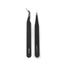 2Pcs/set New Black Anti-static Straight Curved Tweezers Fashion Tools<wTOCA
