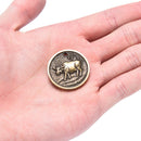 Copper Round Chinese Ethnic Zodiac Cattle Pendant Necklace Men Women PendanSEAU