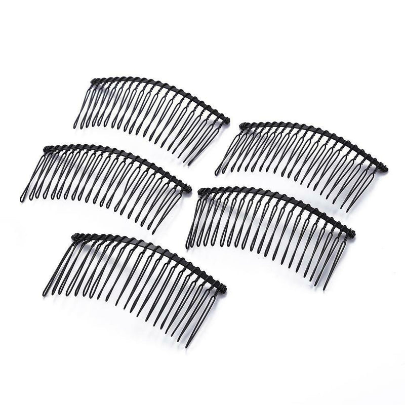 5pcs Fork Comb Fine Tooth Wedding Decoration Bride Hair Accessory (Black) A