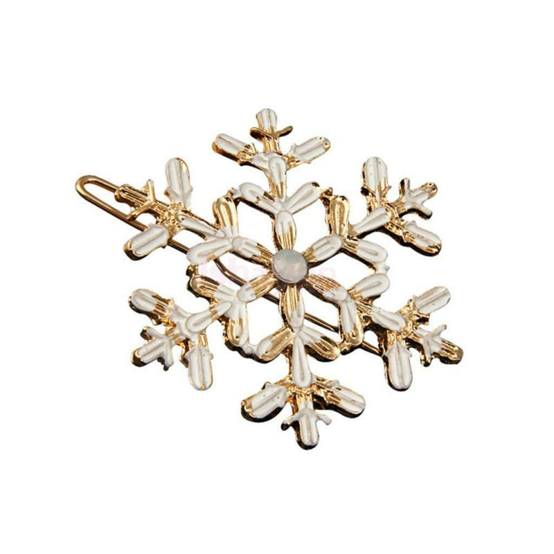 Large Snowflake Barrette Clip Hairpin Wedding Charm Enamel Hair Accessories
