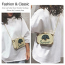 Straw Leaf Letter Decor Shoulder Handbags Women Box Crossbody Bags (Khaki)