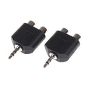 2Pcs 3.5mm to dual 2 RCA female male jack audio adapter conver.ES