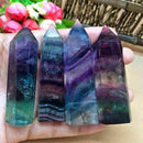 50g 50-60MM Natural Colorful Fluorite Quartz Crystal Wand Point Healing Stone *1
