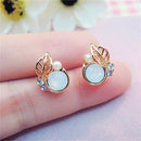 Women Crystal Rhinestone Lovely Small Leaves Ear Stud Earrings Jewelry OZ