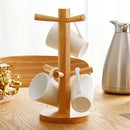Tree Shape Wood Coffee Tea Cup Storage Holder Stand Kitchen Mug Hanging Dis