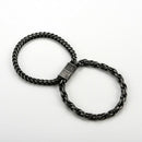 Black Plated Double Layer Men's Bracelet Stainless Steel Heavy Metal BraceleP7S4
