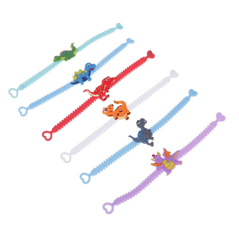 6Pcs Bracelet keychain mini dinosaur rubber wristband dinosaur keychain