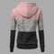 Stitching Women Long Sleeve Hit Color Autumn Leisure Hoodies (Pink M) A
