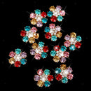 10 Colorful Crystal Rhinestone Flower Buttons Flatback Cluster Embellishment