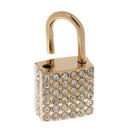 Diamante Square Shape Padlock with Key Travel Locker Set Pendant Golden