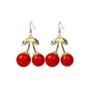 1 Pair Women Fashion Cherry Drop Dangles Rhinestone Ear Studs Earrings