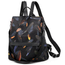 Fashion Burglar-Proof Feather Print Backpack Women'S Oxford Waterproof Trav