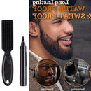Double End Men Beard Growth Pen Sideburn Shaping Pen Shaving Brush (Black)