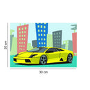 DIY Handmade Wall Art Gift Linen By Numbers Oil Painting Set Yellow Sports Car