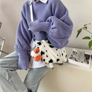 Fashion Women Cow Print Shoulder Bags Canvas Pendant Handbags Casual Totes