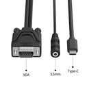 Type-C to VGA Adapter Cable Wire with 3.5mm Audio Female Port HD TV Cable C W5L3