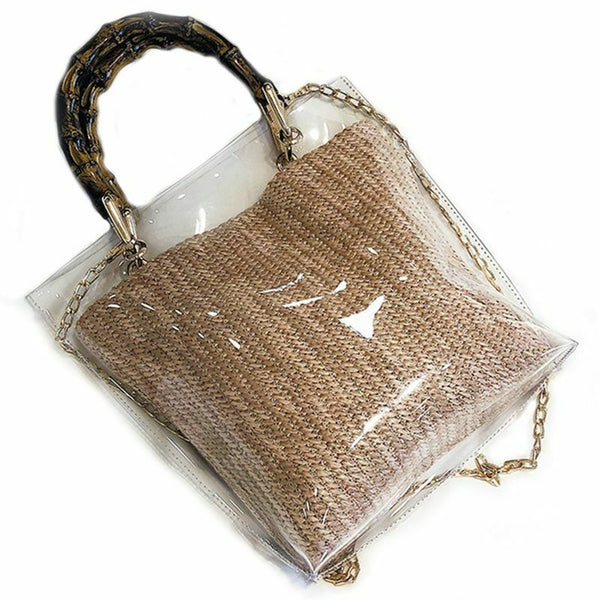 Summer Small Handbag Transparent Women Hand Bags Chain Straw Bag Lady Trave I1I6