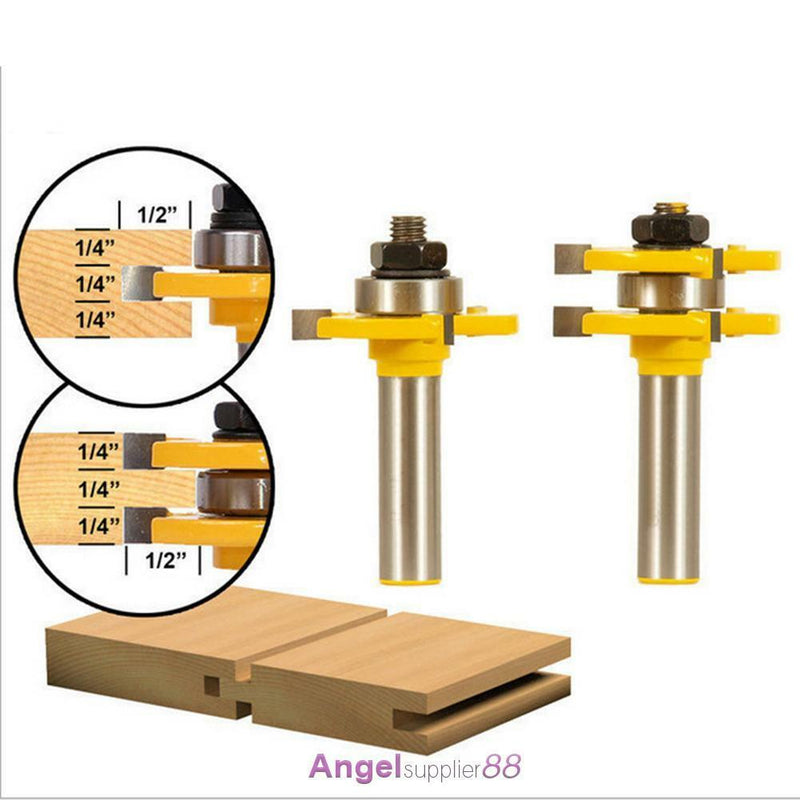 1/2" Shank Matched Tongue and Groove Router Bit Set Woodworking Milling Cutter