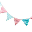 12 Flags Pink Blue Floral Cotton Fabric Bunting Pennant Banner Birthday