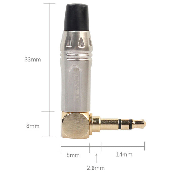 3.5mm L-type stereo right angle male plug audio earphone soldering connector  JR