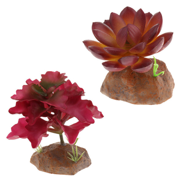 2PCS Terrarium Artificial Succulent Plant Reptile Vivarium Landscaping Decor