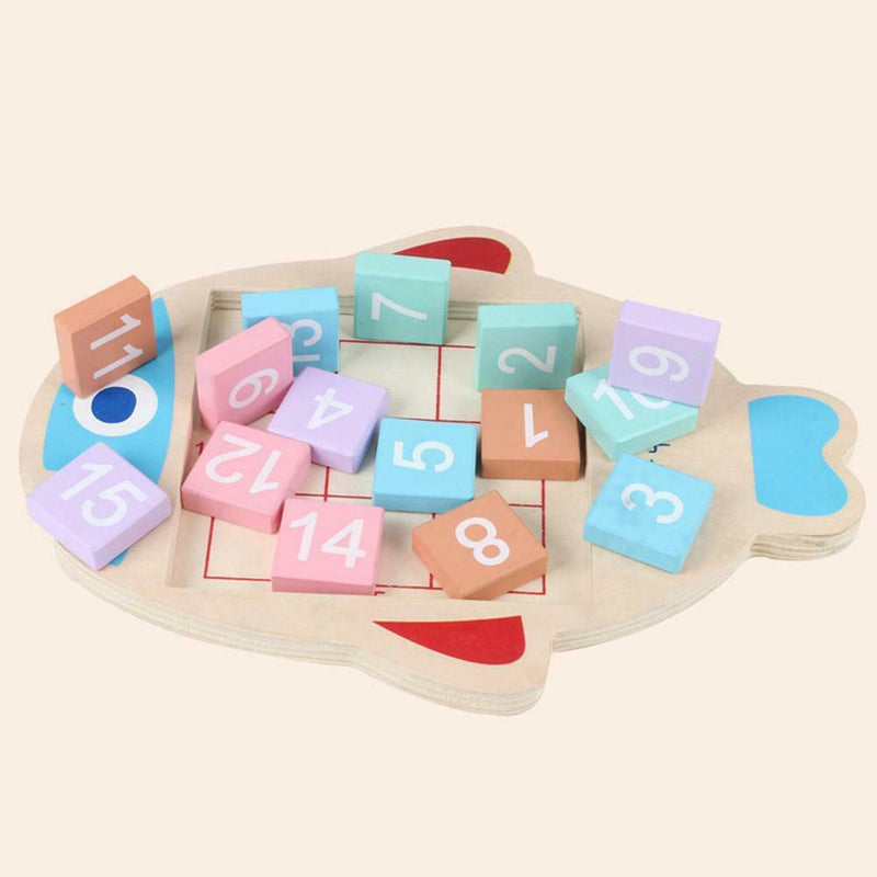 Fish Plate Number Wooden Board Montessori Toys Early Education Math Toys