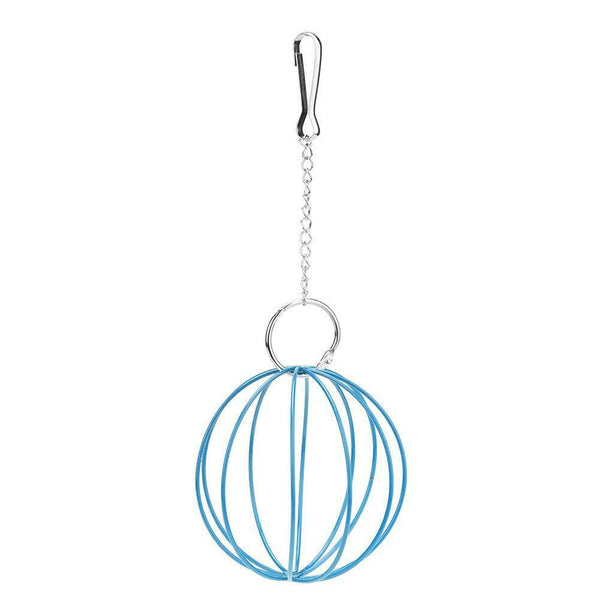 Stainless Steel Plating Pet Hay Manger Food Ball Rabbit Grass Rack (Blue)