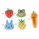 5pcs Fruit Animal Series Soft Plush Cotton Cat Dog Chew Plaything Pet Toys