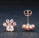 Paw Print Earrings Topaz Crystals Dangle Jewelry Dog Cat Horse Pig Animal Pets