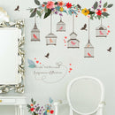 Flowers Birds Birdcage Stickers Decals Wall Art For HomeLiving Room`Bedroom A FT