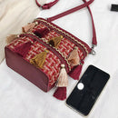 Ethnic Style Red Tassels Versatile Shoulder Bag Messenger Bag Geometric Pat