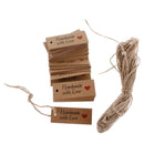 100x Kraft Card Craft Wedding Party Gift Tag Clothing Luggage Label String