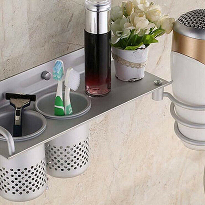 Hair Dryer Storage Rack Holder Wall Mounted Comb Stand bathroom/bedroom UseBX