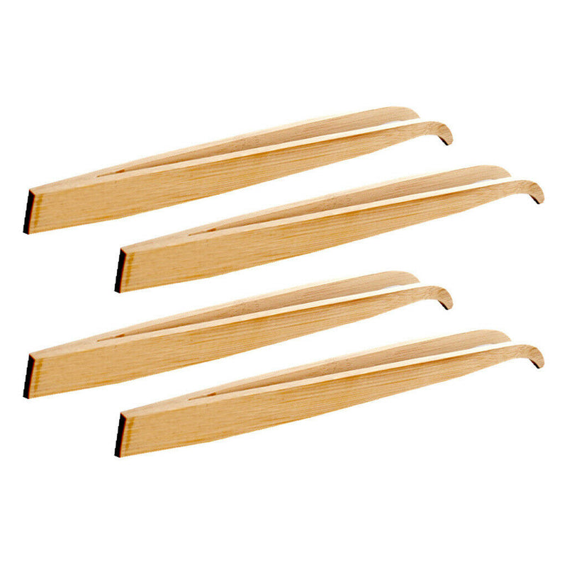 4 Pcs Bamboo Angled Reptile Lizard Bird Terrarium Feeding Tongs Tweezers 16.5cm