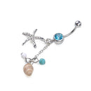 Surgical Steel Crystal Starfish Punk Conch Dangle Navel Ring Body Jewelry