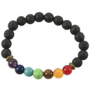 7 Chakra Healing Bracelet Black Lava Beads Reiki Buddha Prayer Stone Men's