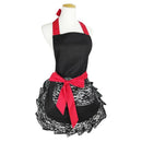 Black Lace Flirty Apron with Pocket, Fun Retro Sexy Kitchen Cooking Pinup A U8H9