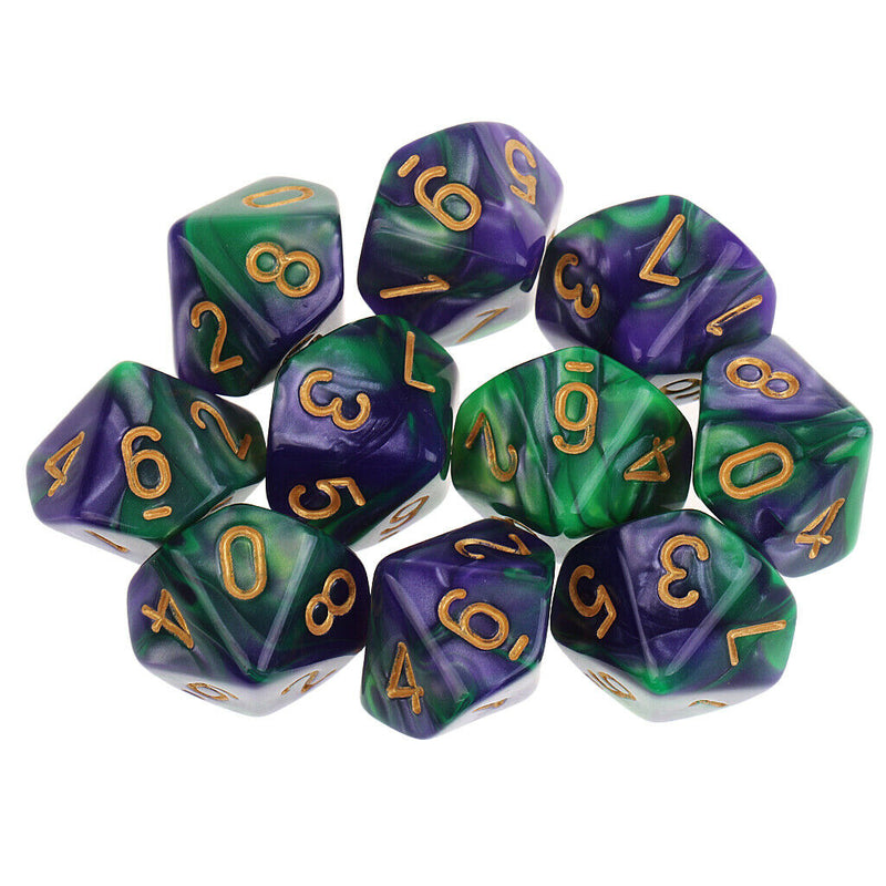 10pcs 10 Sided Dice D10 Polyhedral Dice for Dungeons and Dragons Table Games