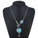 Boho Women's Turquoise Pendant Charm Heart Bib Collar Statement Necklace Jewelry