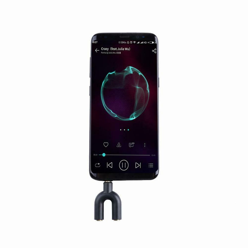 3.5mm Extension Earphone Audio Splitter 1 Male to 2 Female Adapter (Black)