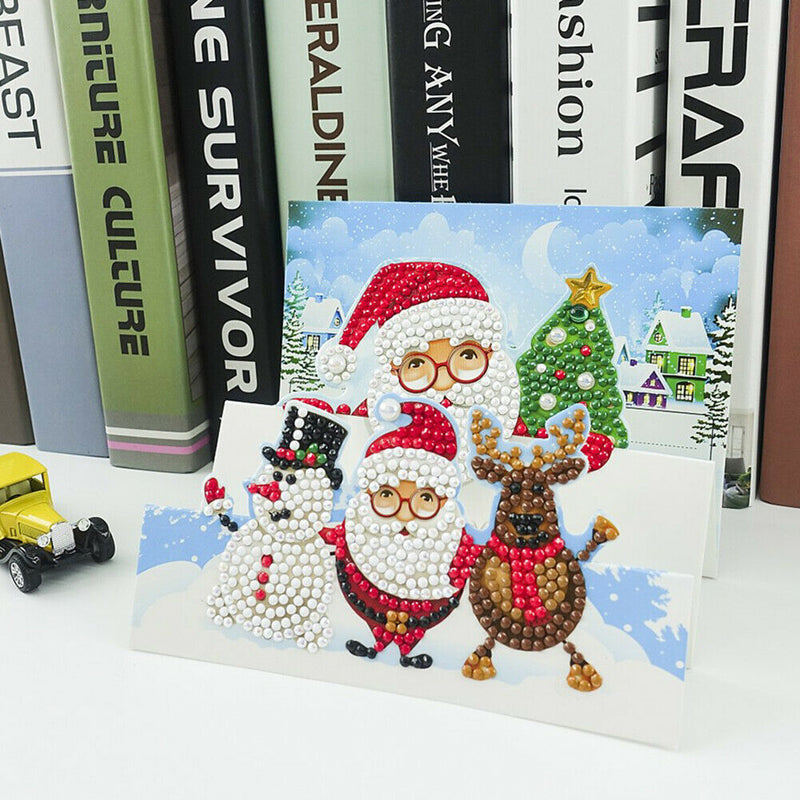 Santa Claus 5D DIY Special Shape Part Drill Diamond Greeting Card (HK204)