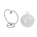 12cm Heart Iron Hanging Glass Tea Light Candle Holder Mini Flowerpot_ Flat