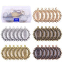60Pcs 5 colors Round Pendant Trays Glass Cabochon Crafting DIY Jewelry Making ME