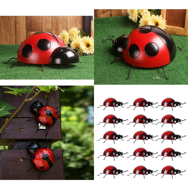 15x 10cm Ladybug Insect Ornament Home Garden Decor Wall Hanging Art Crafts Gift