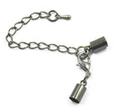 12x Metal Extender Chains 55mm Length With 4mm Cord End Caps Lobster Clasps